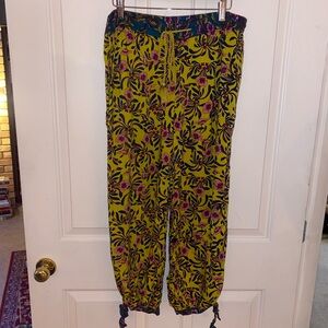 Anthropologie Floral Lounge Pants – Green & Purple – Size M